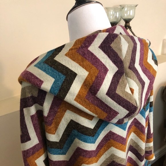 LF Mags & Pye Chevron Hooded Sweater Jacket Sz OS - Picture 5 of 6